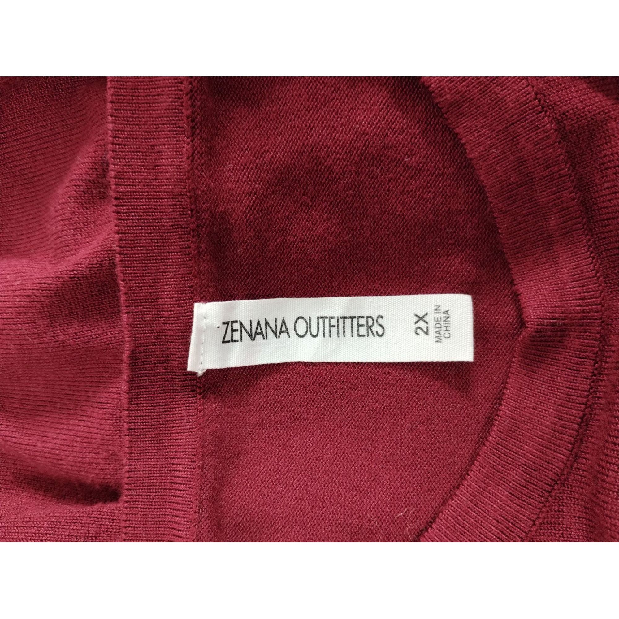 Other Zenana Misses 2X Burgundy Crew Neck Button Sleeve Sweater Size XXL / US 16-18 / IT 52-54 - 3 Thumbnail
