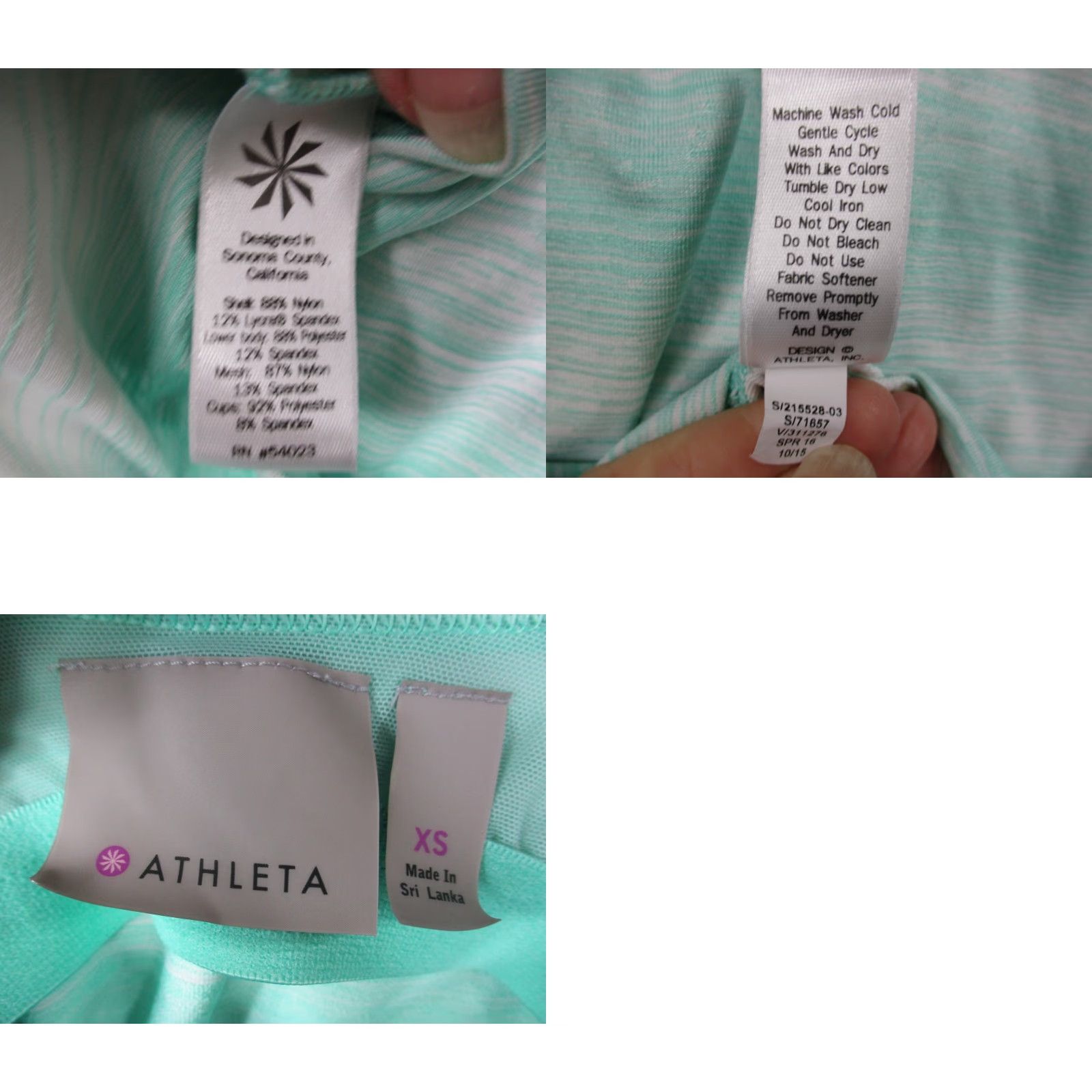 Athleta Athleta Athletic Top XS Woman Light Green Ombre Stripe Built In Bra Activewear Shirt Size XS / US 0-2 / IT 36-38 - 8 Thumbnail