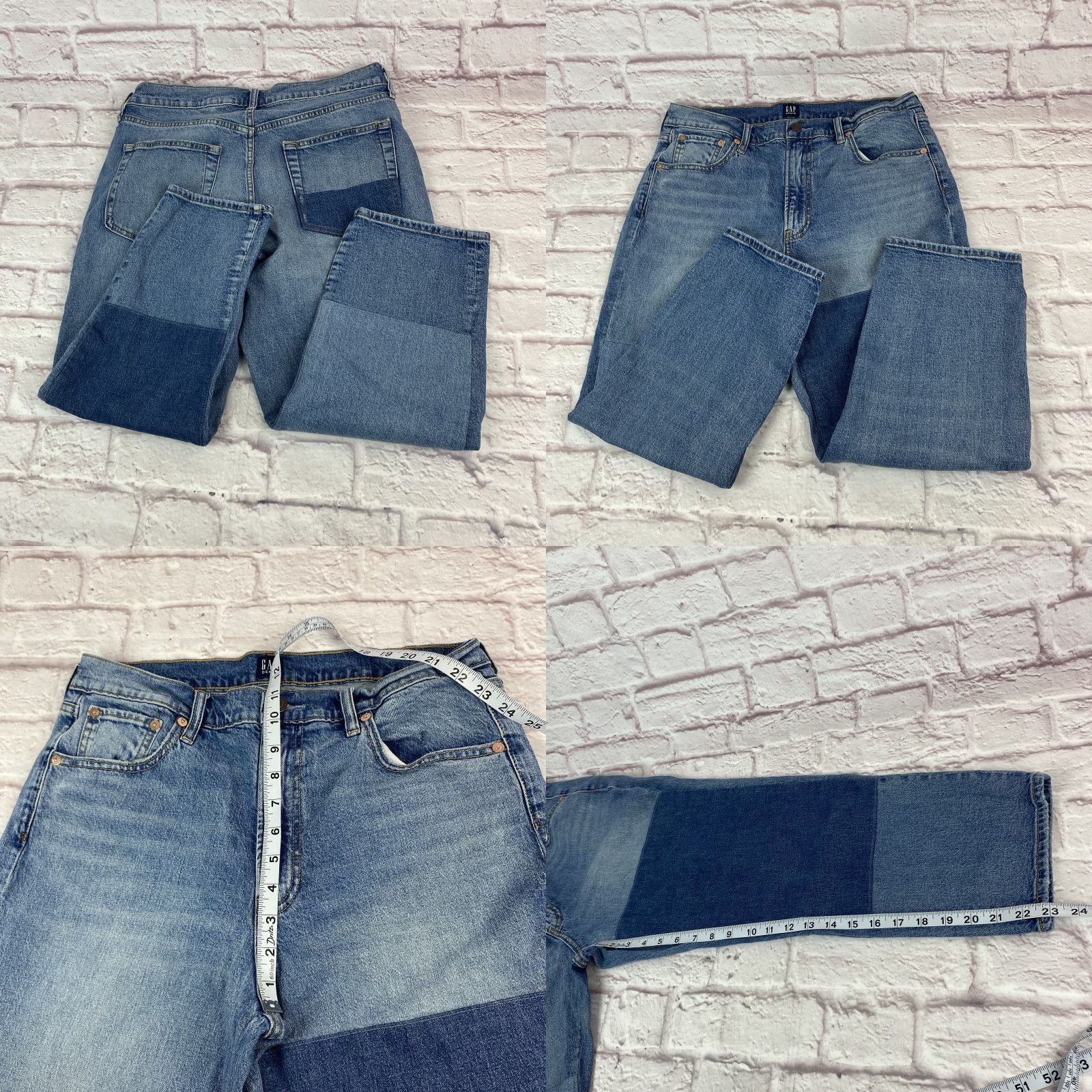 Gap GAP Jeans Womens 14 Petite Blue Patchwork Cheeky Straight Cropped Denim Pants Size 36" / US 14 / IT 50 - 8 Thumbnail