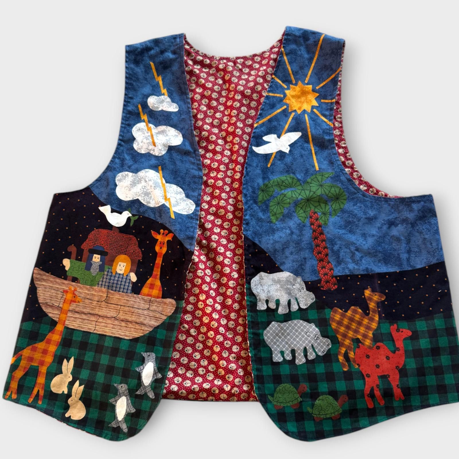 Handmade Vintage Noahs Ark Vest Handmade Peace Signs XL Grandmacore Size XL / US 12-14 / IT 48-50 - 1 Thumbnail