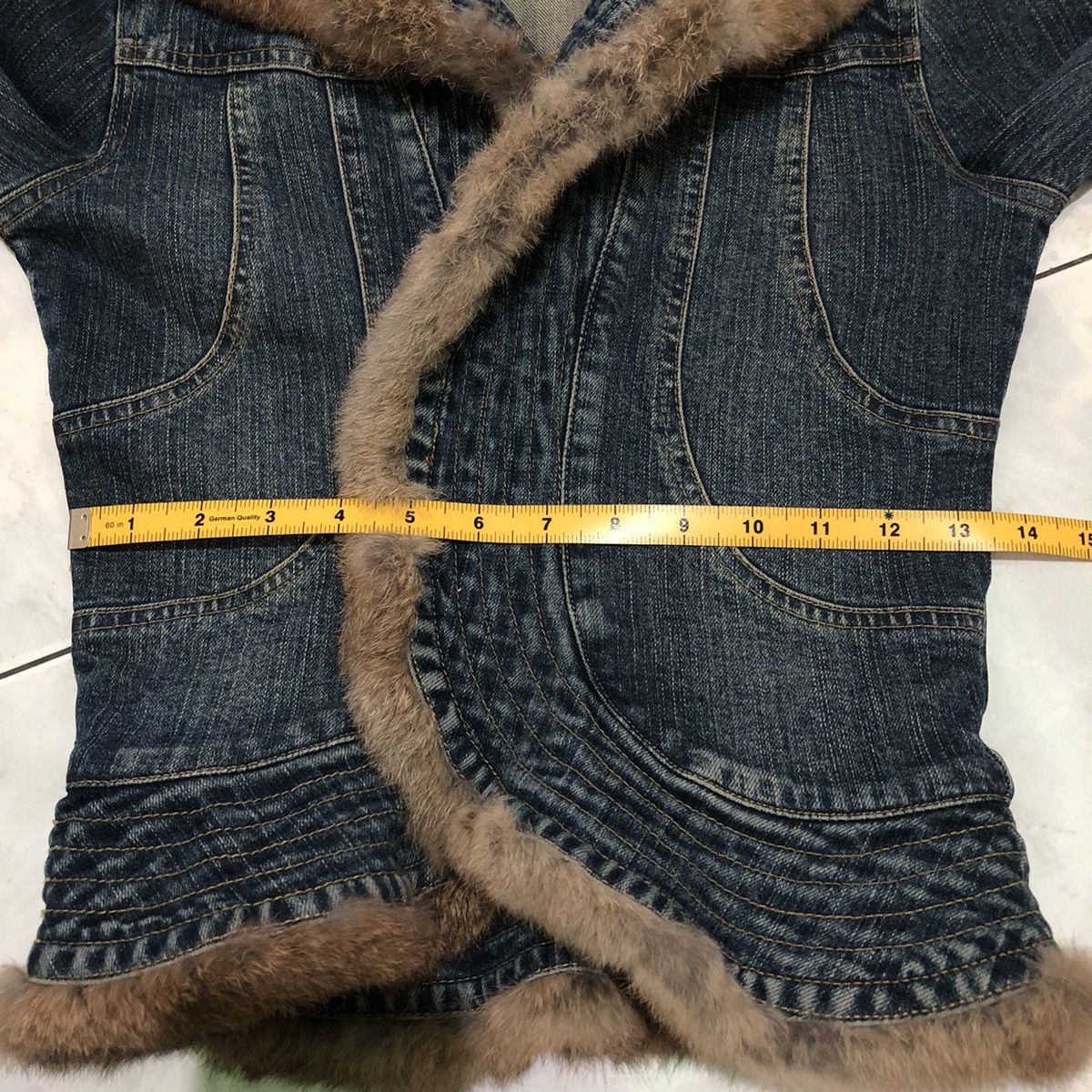Vintage Encourager Japanese Brand Foxy Denim Jacket n Fur Rabbit Size S / US 4 / IT 40 - 22 Thumbnail