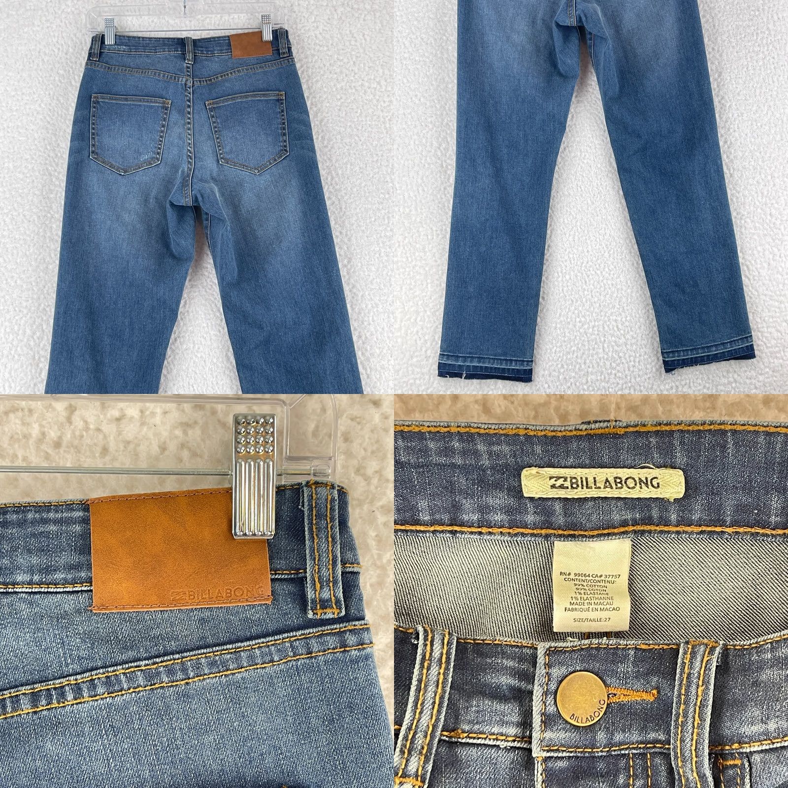 Billabong Billabong Jeans Womens 27 Blue Denim Mid Rise Distressed Frayed Hem Casual Jeans Women 27 Blue Distressed Denim Beach Bohemian City College Womens Size 27" / US 4 / IT 40 - 9 Thumbnail