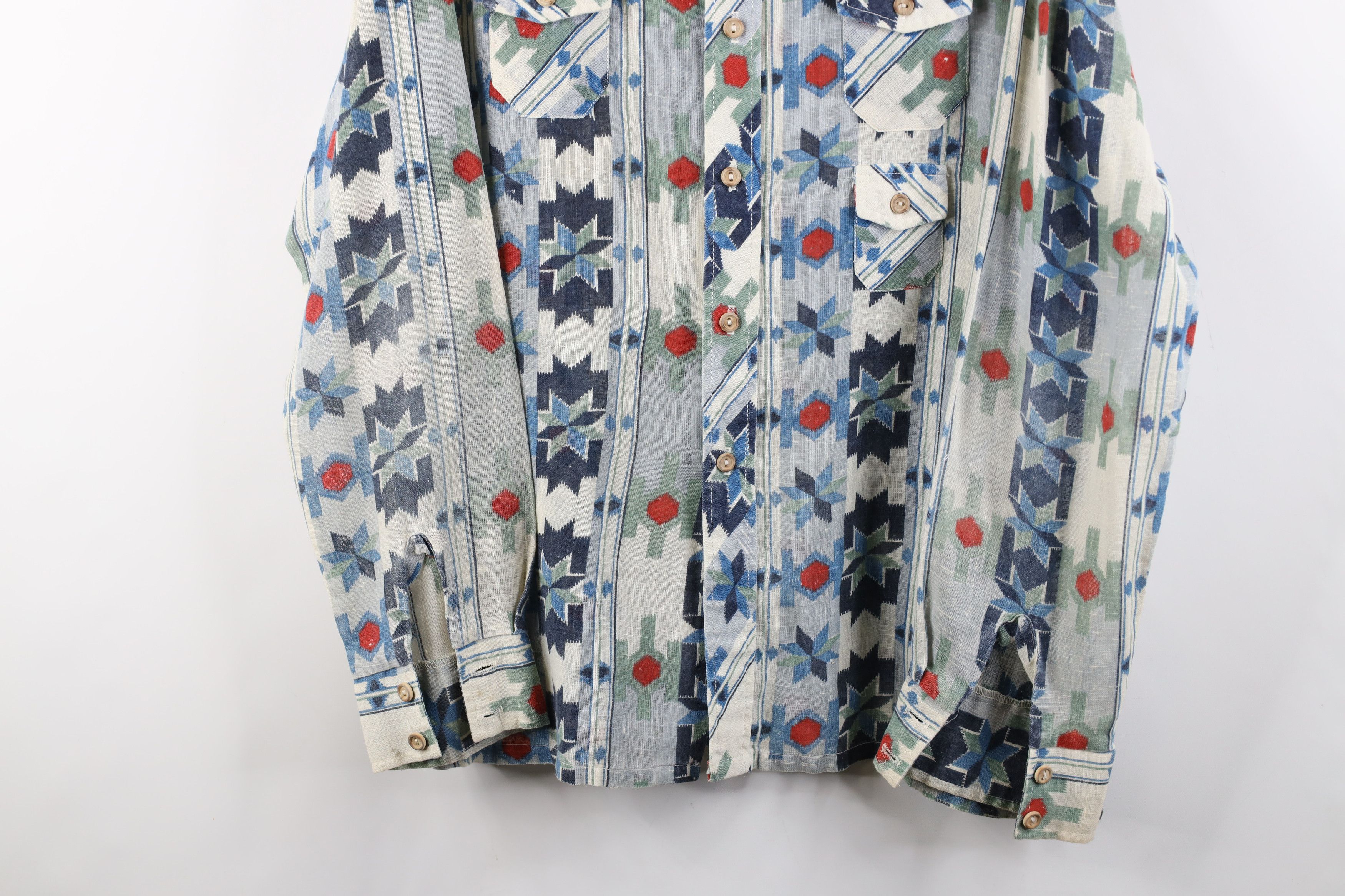 Vintage Vintage 70s Streetwear Southwestern Fiesta Button Shirt USA Size US L / EU 52-54 / 3 - 3 Thumbnail