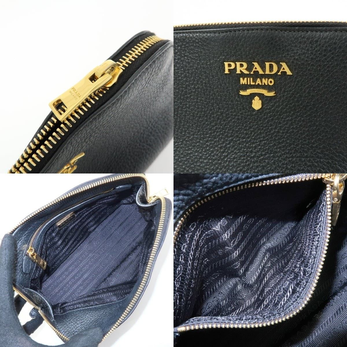 Prada Prada Logo Calfskin Cosmetic Pouch Black Size ONE SIZE - 6 Thumbnail