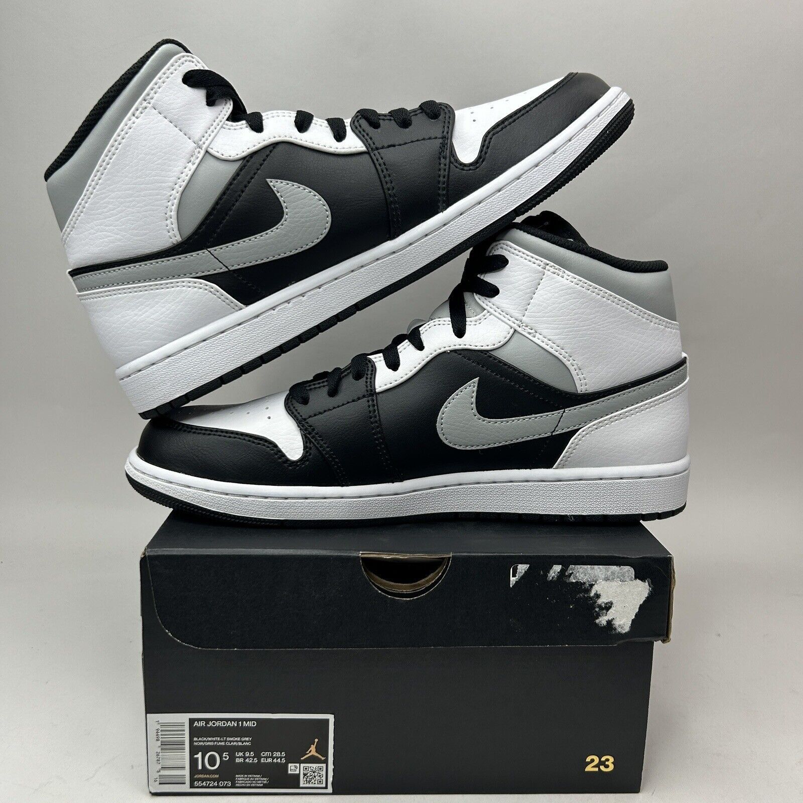 Jordan Brand Nike Air Jordan 1 Mid Retro “White Shadow/Light Smoke Grey” Size US 10.5 / EU 43-44 - 3 Thumbnail