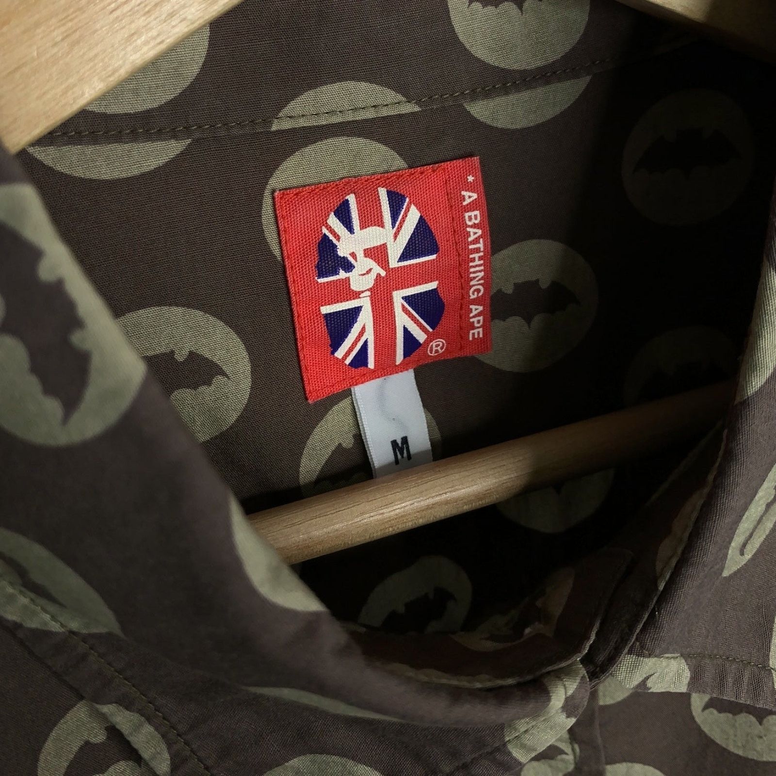 Bape OG Bat Print Long Sleeve Button-Down Shirt (Brown) Size US M / EU 48-50 / 2 - 6 Thumbnail