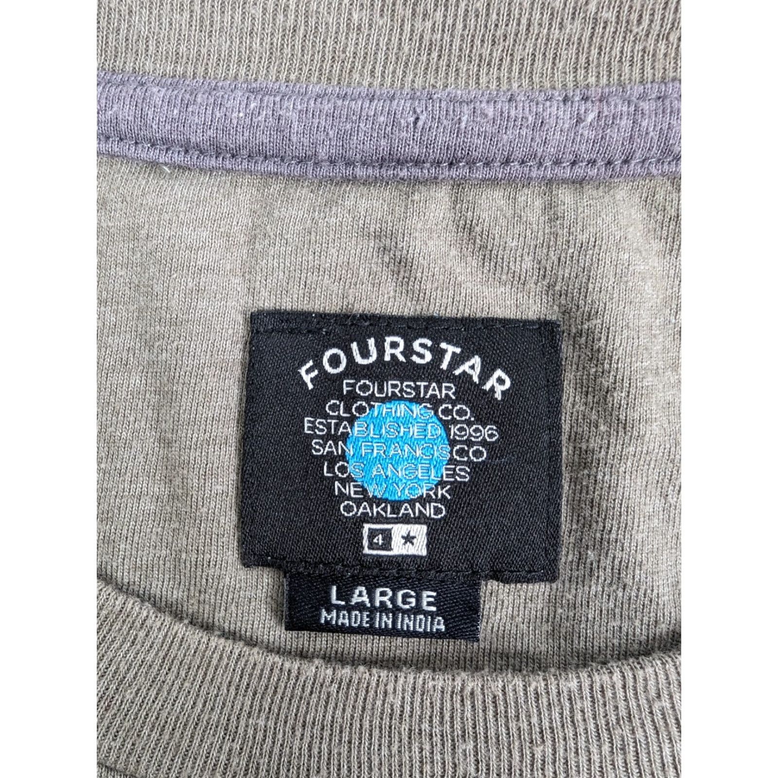 Vintage Fourstar Raglan Tee 3/4 sleeve Baseball Shirt Men's Size Large Skate Pocket Gray Stars Shirt Mens L Size US L / EU 52-54 / 3 - 7 Thumbnail