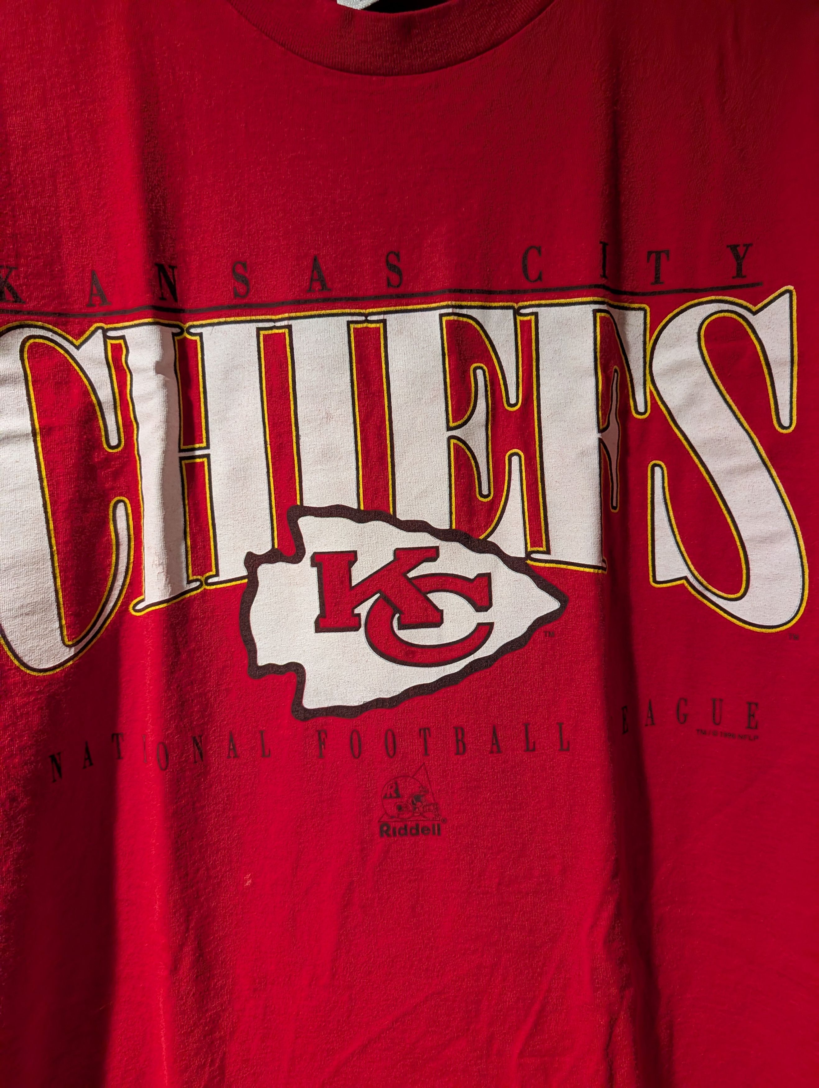 NFL Vtg Riddell 1996 Kansas City Chiefs Single Stitch T-shirt Size US L / EU 52-54 / 3 - 2 Thumbnail