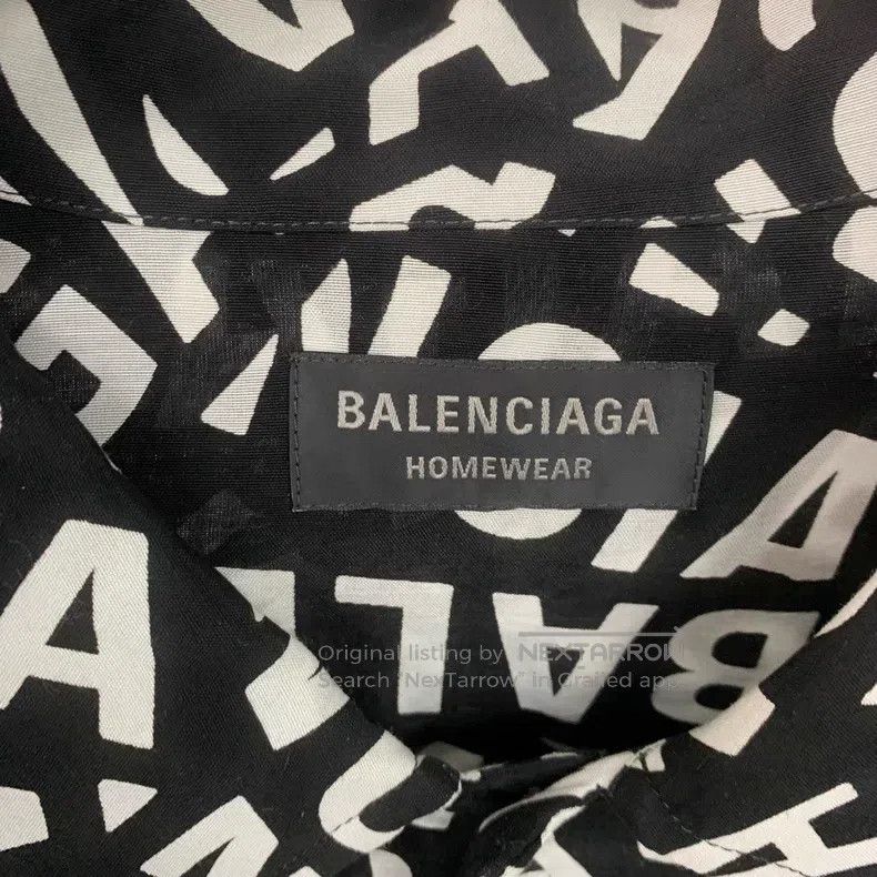 Balenciaga Balenciaga Letter all-over print button-down pointed colla Size XS / US 0-2 / IT 36-38 - 2 Thumbnail