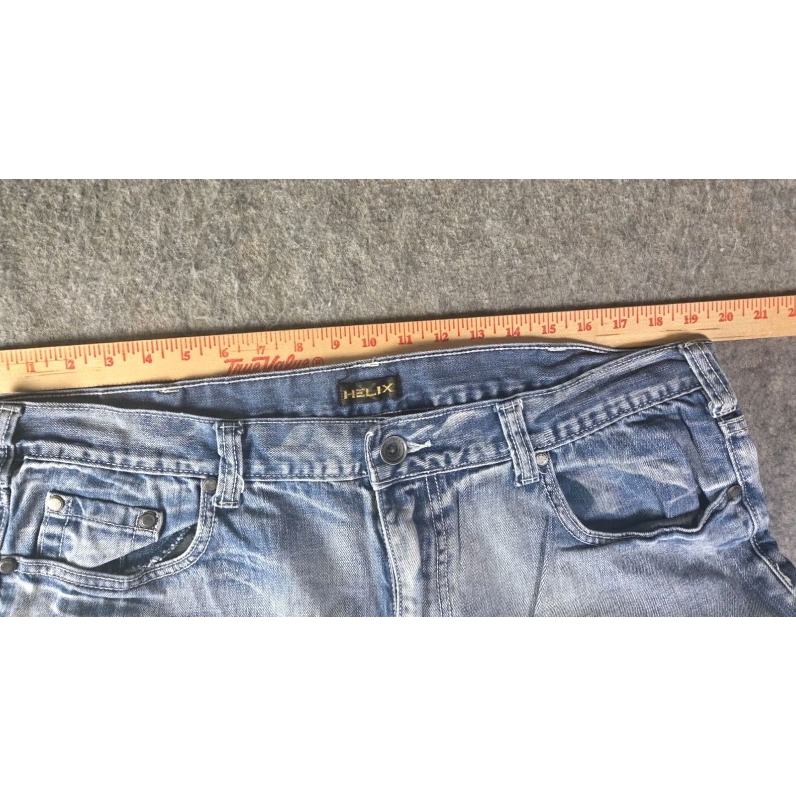 Denime VINTAGE Helix Jeans Shorts Baggy Light Wash Denim 38 Men 80s Grunge Cargo Pockets Distressed Regular Inseam 12in Blue Cotton Shirt Size US 38 / EU 54 - 6 Thumbnail