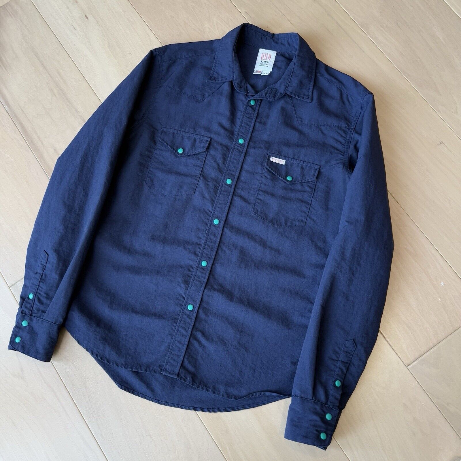 Topo Designs Topo Designs Shirt Medium Blue Nylon Button Up Workwear Size US M / EU 48-50 / 2 - 9 Thumbnail