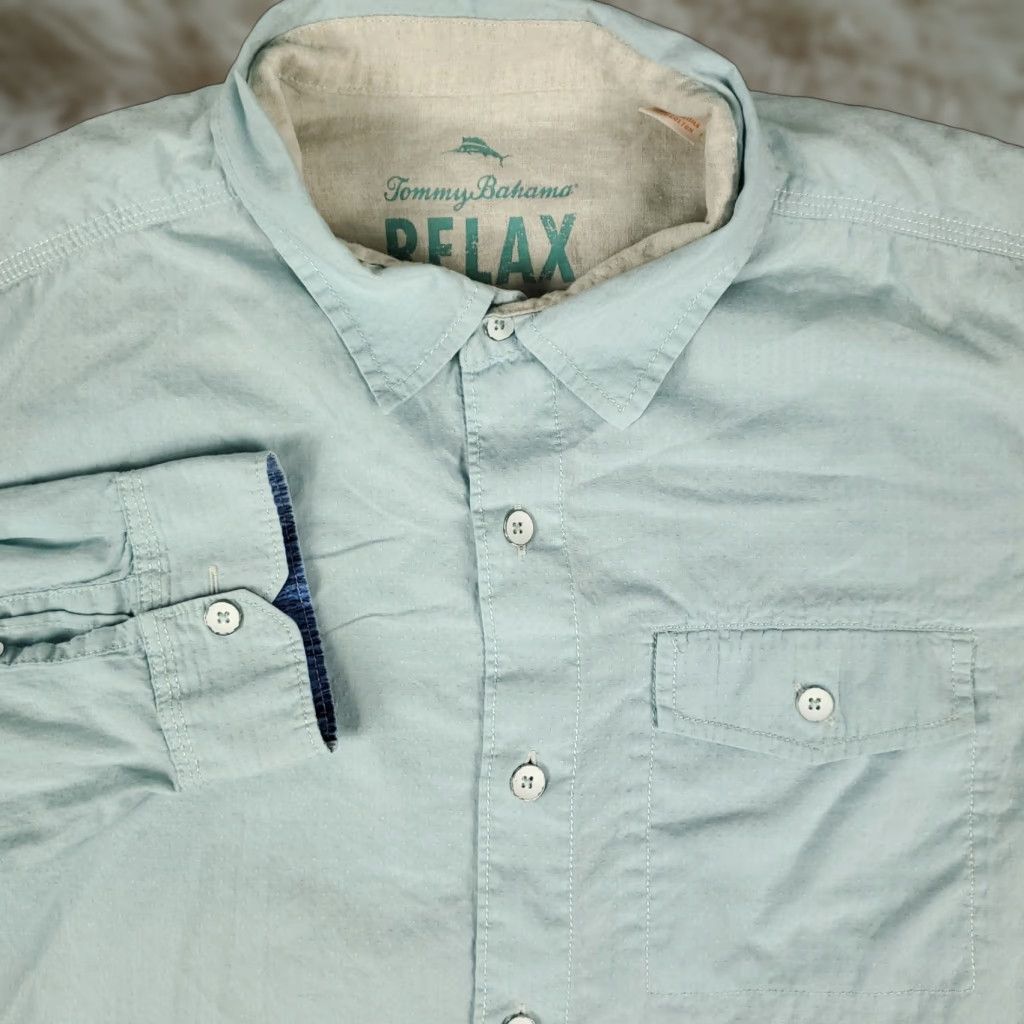 Tommy Bahama Tommy Bahama Shirt Mens Medium Light Blue Cotton Button-Up Long Sleeve Shirt Size US M / EU 48-50 / 2 - 1 Thumbnail