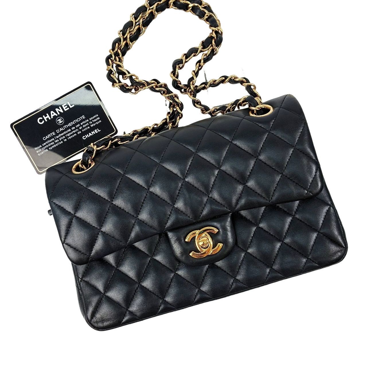 Chanel Classic Flap Small Lambskin Shoulder Bag in Black, Women's