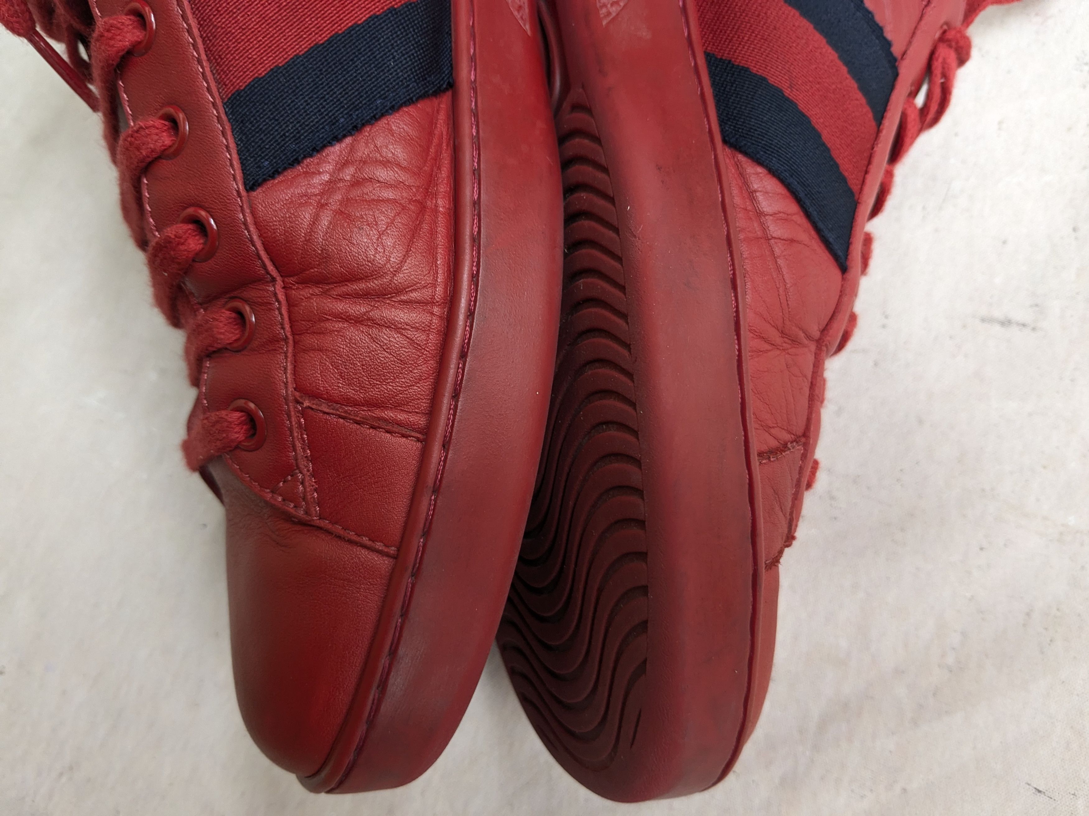 Gucci Gucci Ace Sneakers Red Bee Leather Low Tops Size US 12.5 / EU 45-46 - 10 Thumbnail
