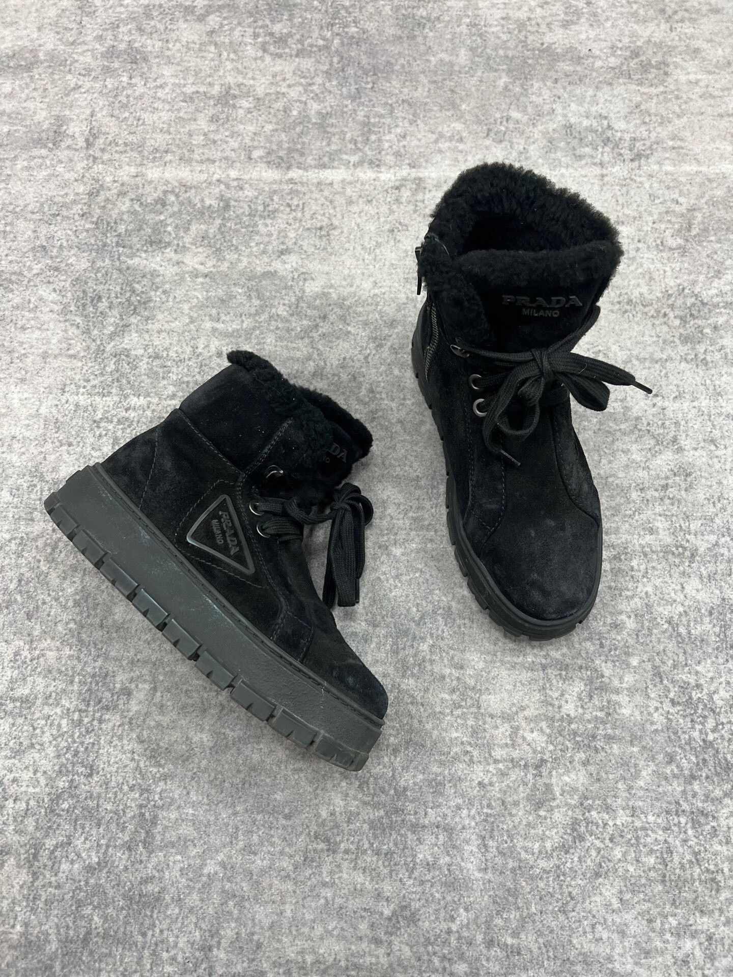 Prada Prada Thick Sole Snow Boots in Black Size US 5 / IT 35 - 1 Thumbnail