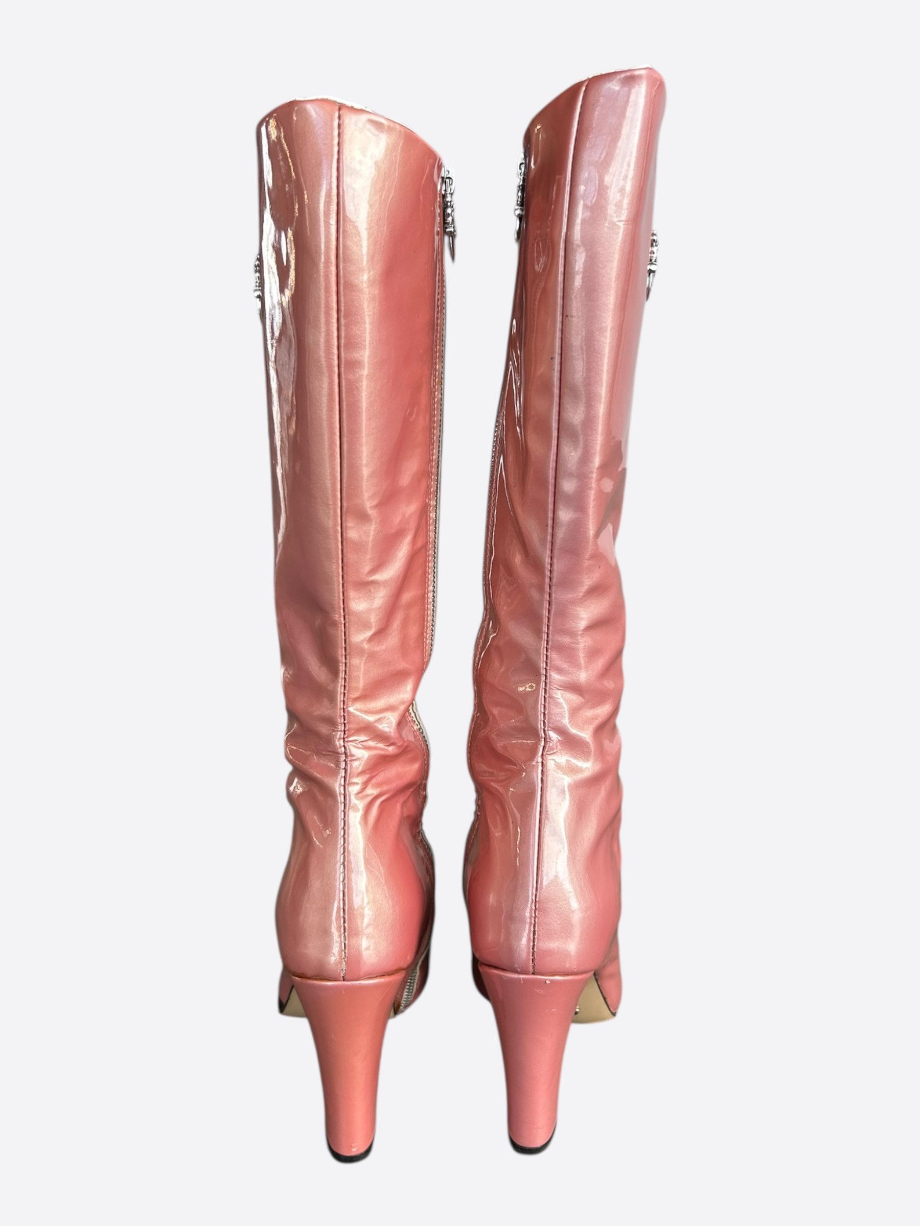 Chrome Hearts Jessie Jo Stark Pink Leather Dagger Suger Jones High Boots Size US 7 / IT 37 - 4 Thumbnail