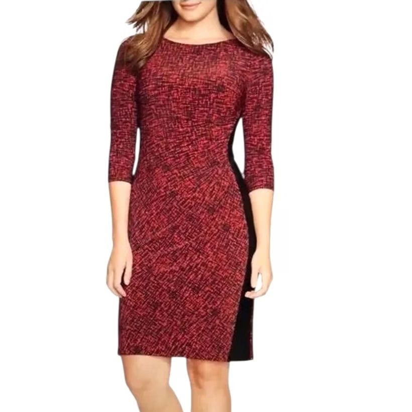 Ralph Lauren Lauren Ralph Lauren Dress Knit Jersey Ruched Sheath 3/4 Sleeve Women 6 Red Black Knit Jersey Dress Ruth Sheath Red Black 6 Women Penned Size M / US 6-8 / IT 42-44 - 2 Thumbnail