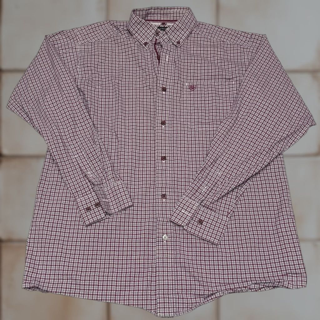 Ariat Ariat Pro Series Shirt Men’s M Purple Check Plaid Vented Western Rodeo Farmer Button-Up Long Sleeve Collared Cotton Blend Breathable Regular Size US M / EU 48-50 / 2 - 1 Thumbnail
