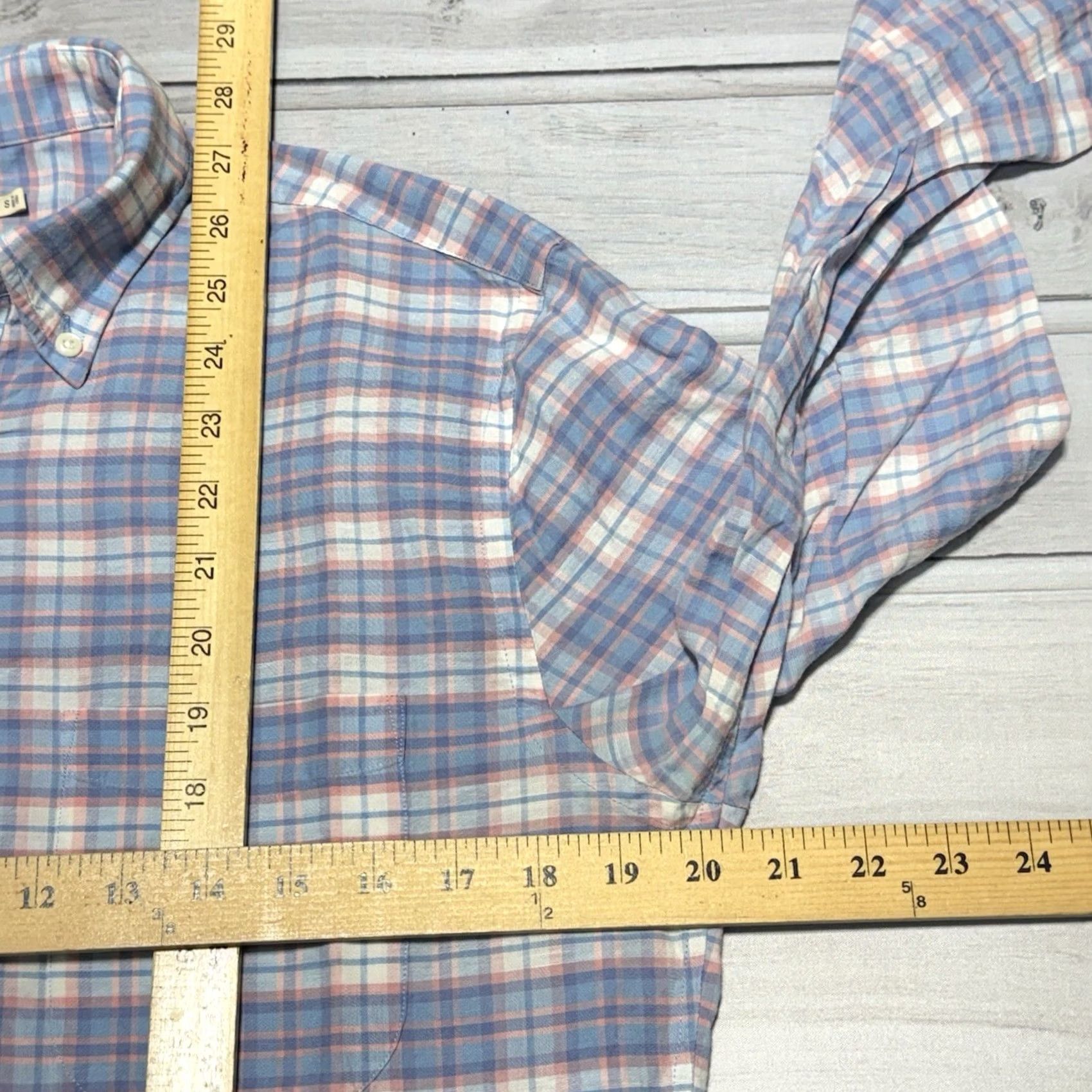 Faherty Faherty Shirt Mens Small Blue Pink White Plaid Cotton Linen Button Up Size US S / EU 44-46 / 1 - 5 Thumbnail