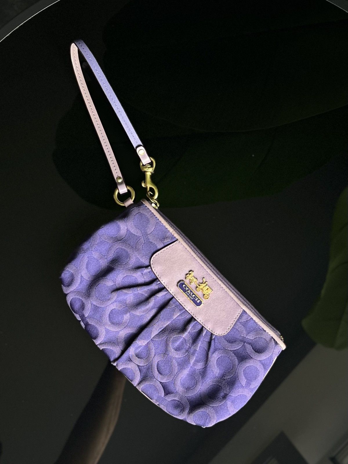 Coach × Vintage Coach Signature Y2K Purple Jacquard Wristlet Purse Size ONE SIZE - 3 Thumbnail