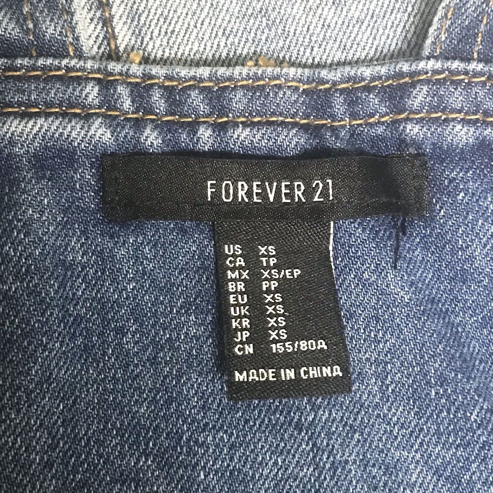 Forever 21 FOREVER 21 Women Blue Jean Denim Adjustable Hybrid Overall Mini Dress Vest XS Size 26" / US 2 / IT 38 - 3 Thumbnail
