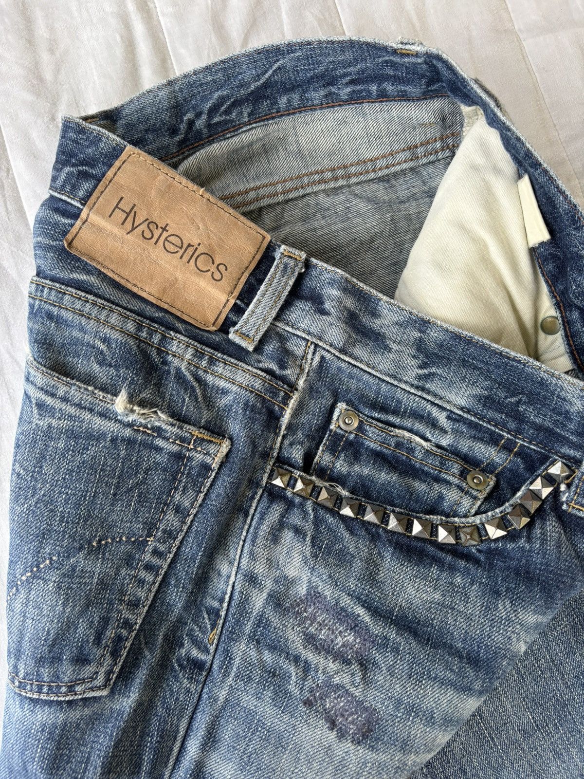 Hysteric Glamour × Undercover GRAIL🔥ARCHIVE HYSTERICS PUNK STUDDED DISTRESSED DENIM JEANS Size US 31 - 12 Thumbnail