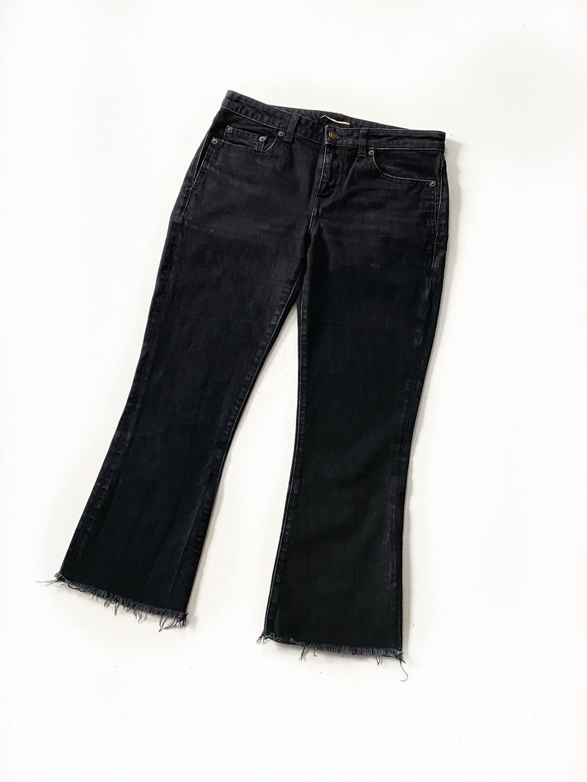 Hedi Slimane × Saint Laurent Paris × Yves Saint Laurent S/S 18 Saint Laurent Paris Cropped Bootcut Jeans Size 26" / US 2 / IT 38 - 3 Thumbnail
