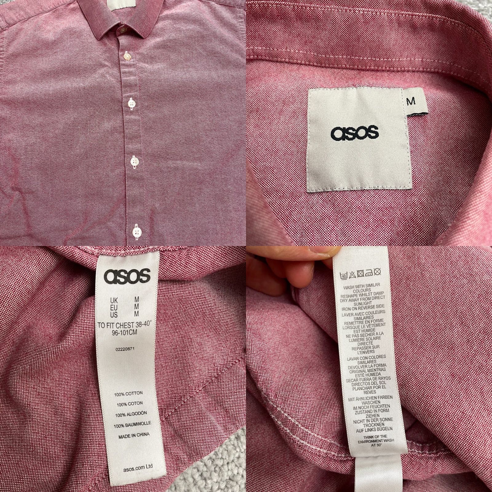 Asos VINTAGE ASOS Men's Button-Down Shirt Short Sleeve Casual Preppy Cotton Red M Size US M / EU 48-50 / 2 - 8 Thumbnail