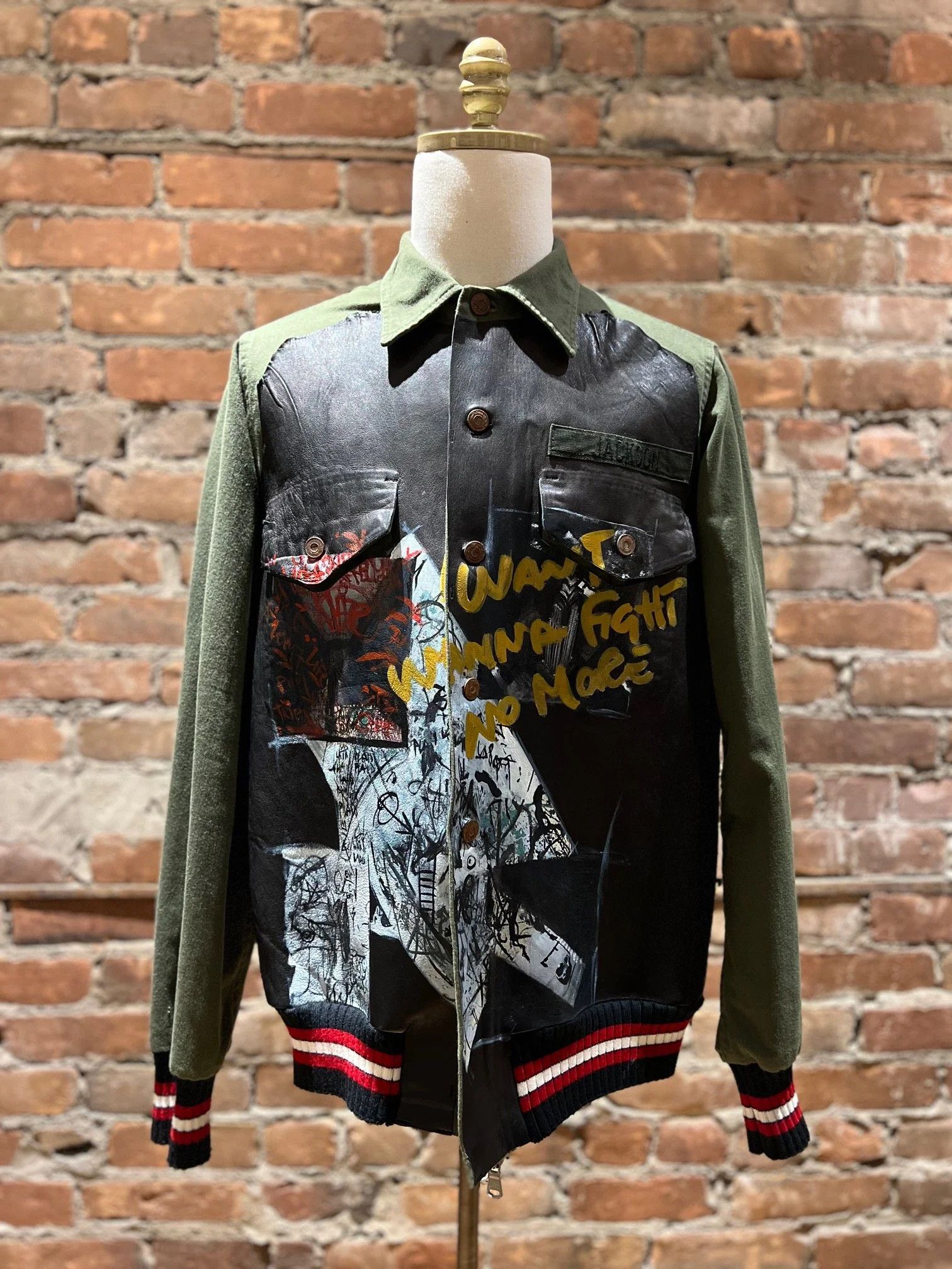 PIHAKAPI Pihakapi “Wanna Fight No More” Mixed-Leather & Wool Jacket Size US M / EU 48-50 / 2 - 1 Thumbnail