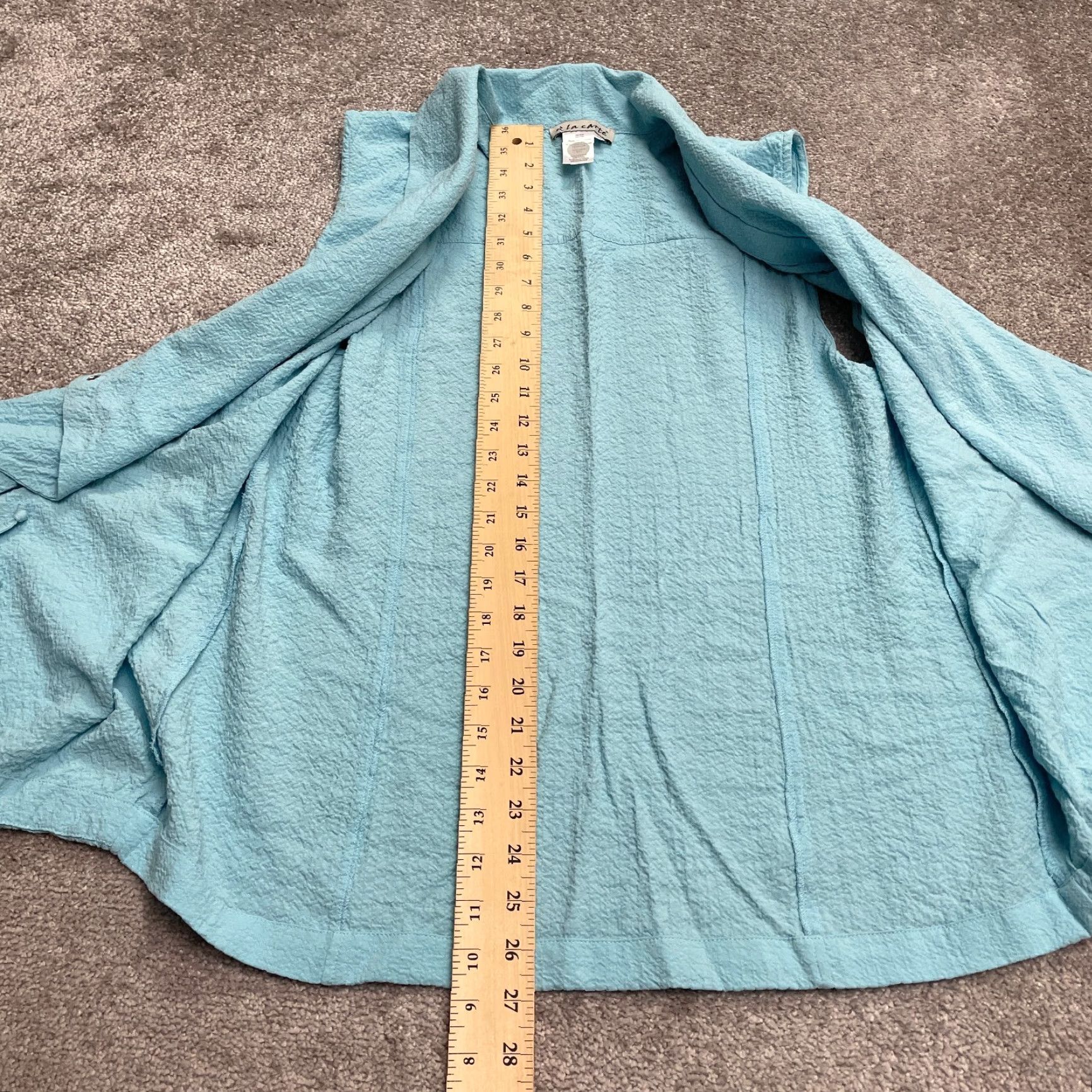 Vintage A La Carte Vest Jacket Womens L Blue Pockets Sleeveless Collared Casual Wrap - 90s? Size L / US 10 / IT 46 - 3 Thumbnail