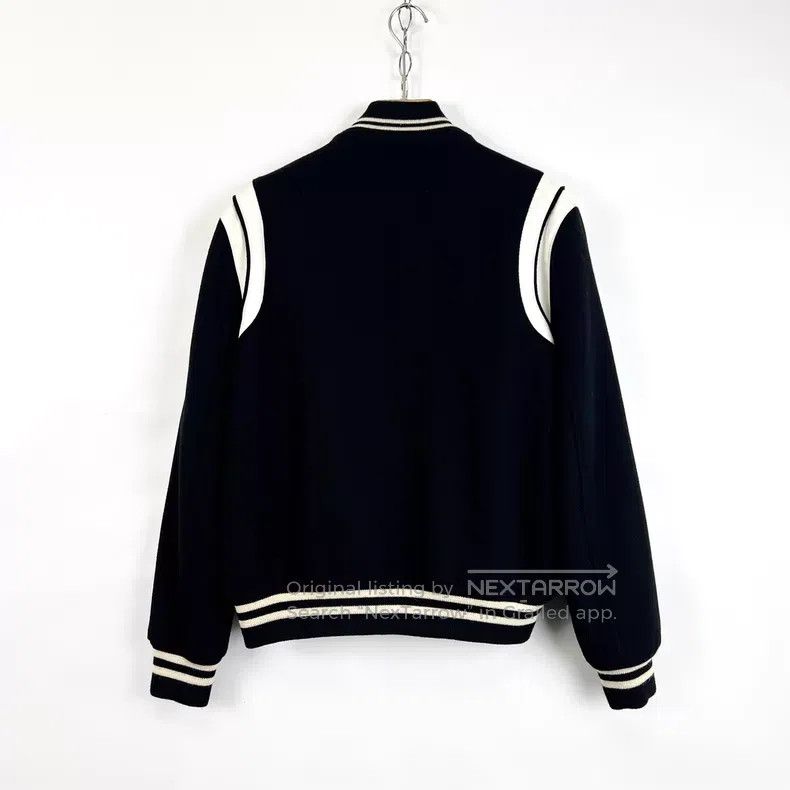 Saint Laurent Paris Saint Laurent Paris Black Leather Trimmed Striped Single-b Size US L / EU 52-54 / 3 - 2 Thumbnail
