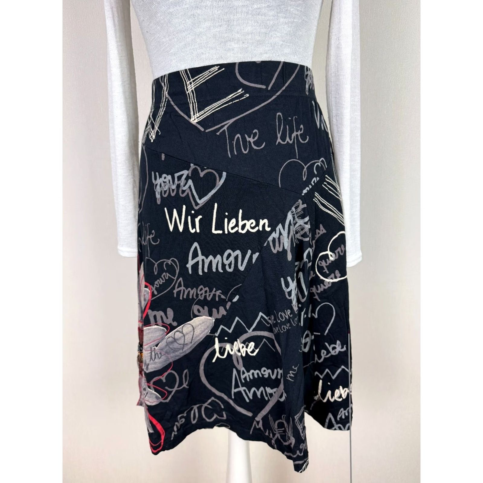 Desigual Desigual Skirt Women's S Black Knee Length Shirt? Size 28" / US 6 / IT 42 - 2 Thumbnail