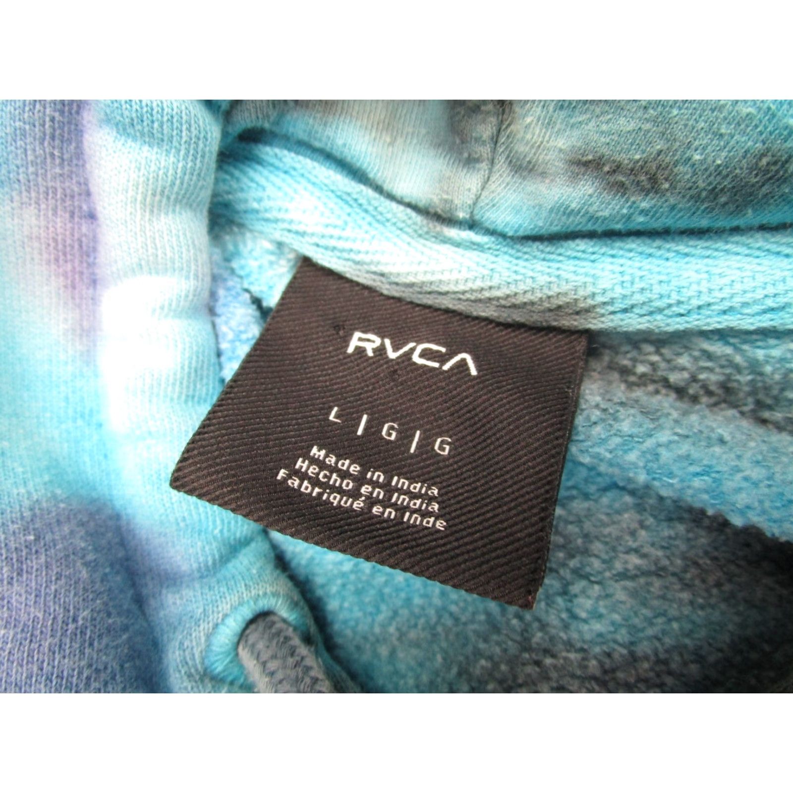 RVCA RVCA Hoodie Mens Large Blue Tie Dye Pullover Surfer Skater Grunge Graphic Print Logo All Seasons Hooded Pockets Mens Regular XS? Wait Size US L / EU 52-54 / 3 - 5 Thumbnail