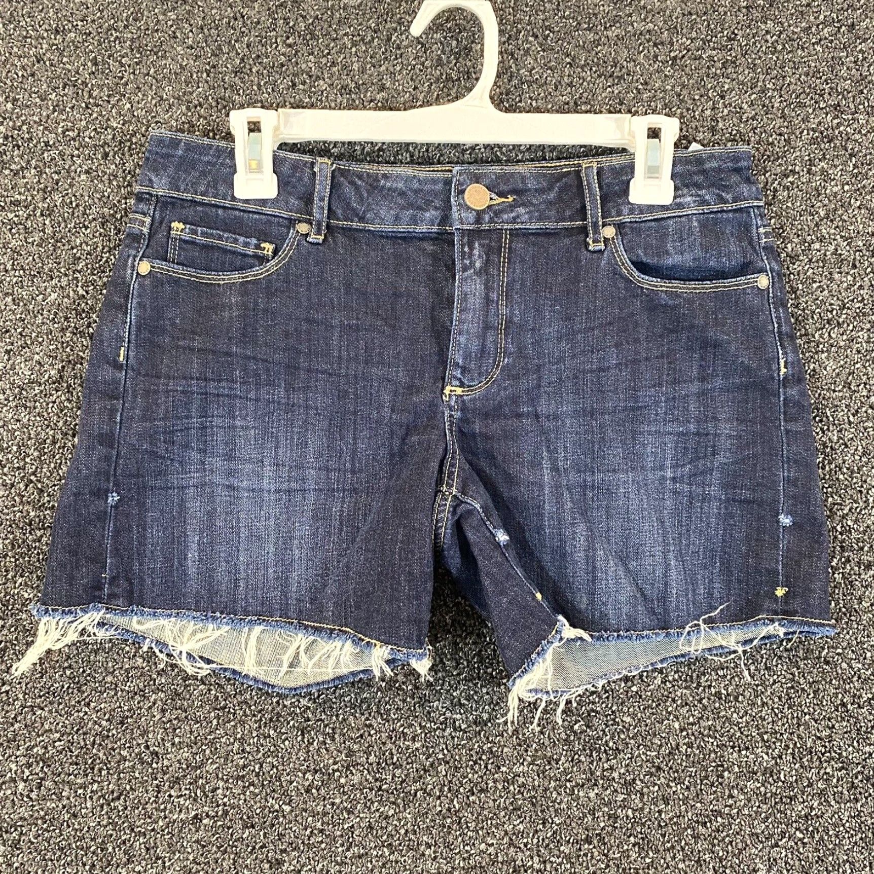 Paige PAIGE Denim Shorts Womens Size 27 Blue Low Rise Frayed Hem 5” Inseam Stretch Regular 5-Pocket Design Vintage No Size 27" / US 4 / IT 40 - 2 Thumbnail