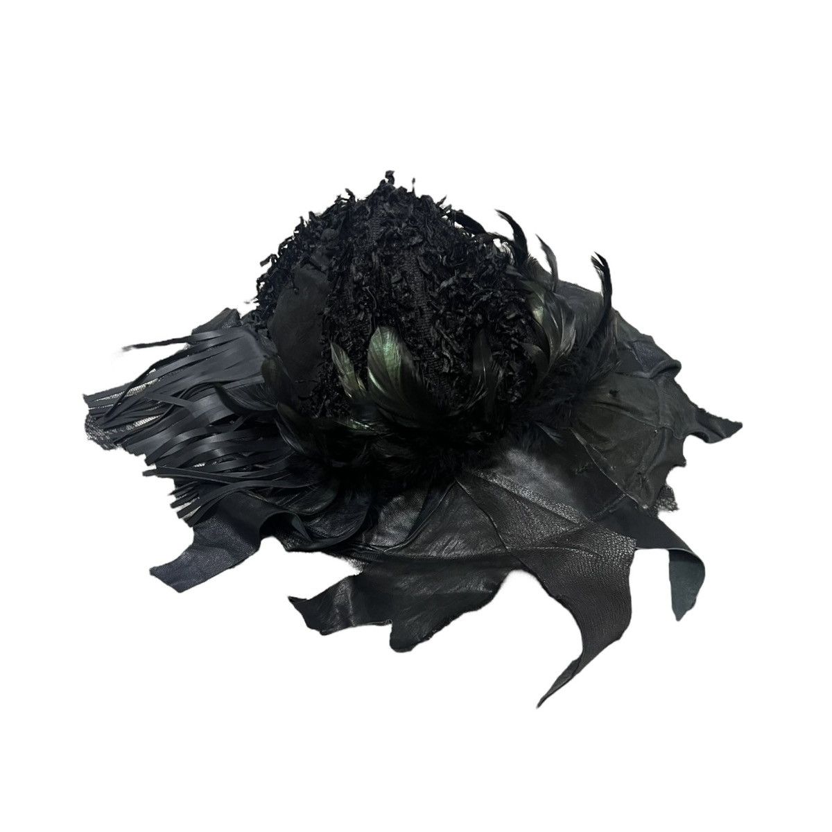 Japanese Brand hybrid leather feather hat Size ONE SIZE - 1 Thumbnail