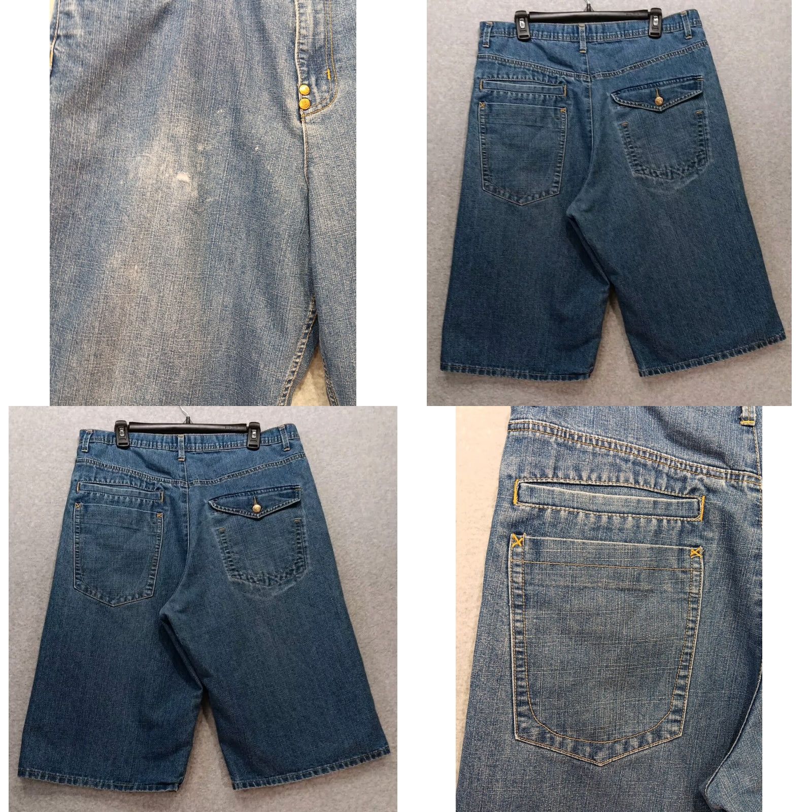 Denime VINTAGE Exsto Denim Shorts Men 36x14 Blue 90s Y2K Baggy Retro 6 Pockets Size US 36 / EU 52 - 8 Thumbnail