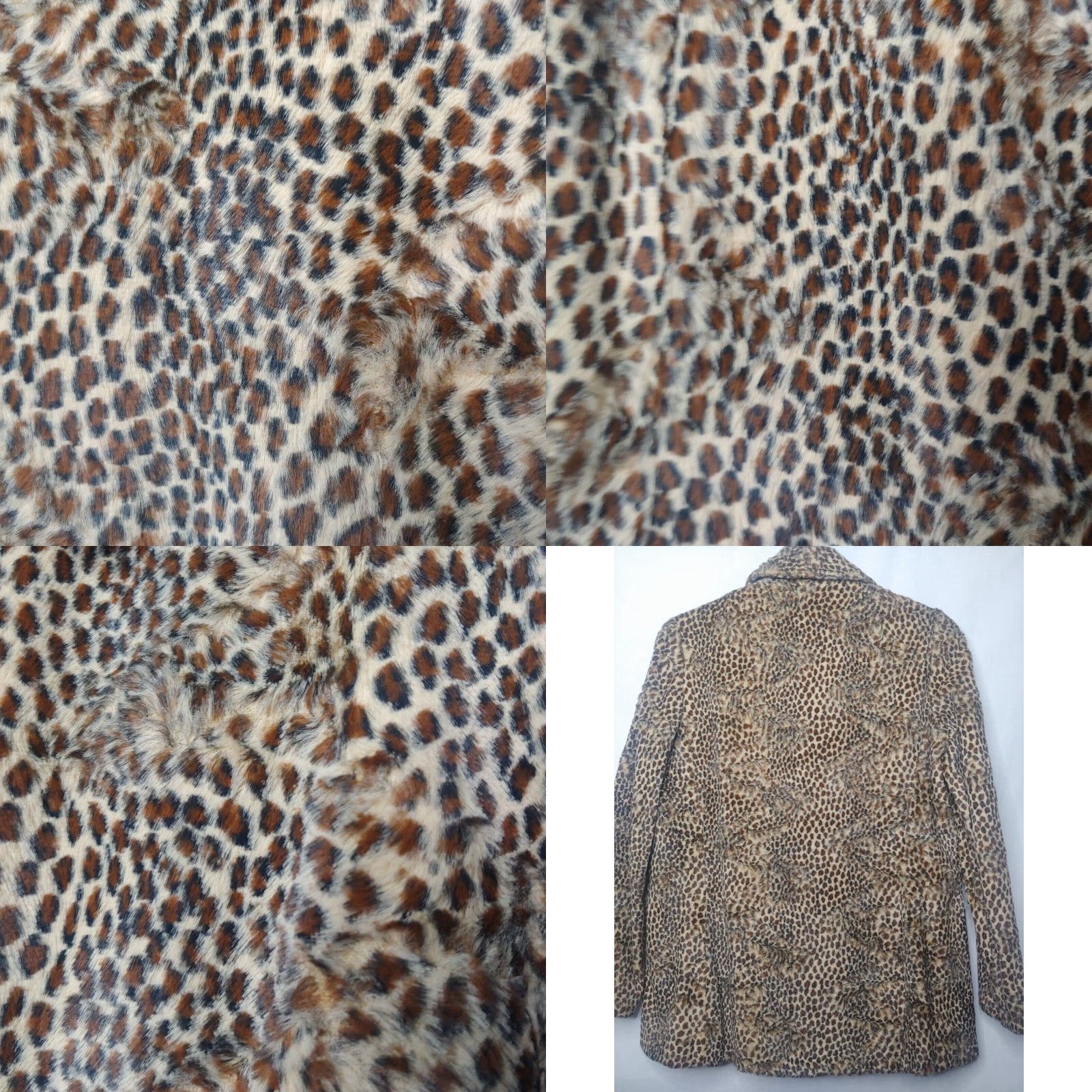 Vintage VINTAGE Hal Leurs Jacket Woman S Leopard Animal Print Brown Faux Fur Lined Button Long Sleeve Mid-Length Size S / US 4 / IT 40 - 8 Thumbnail