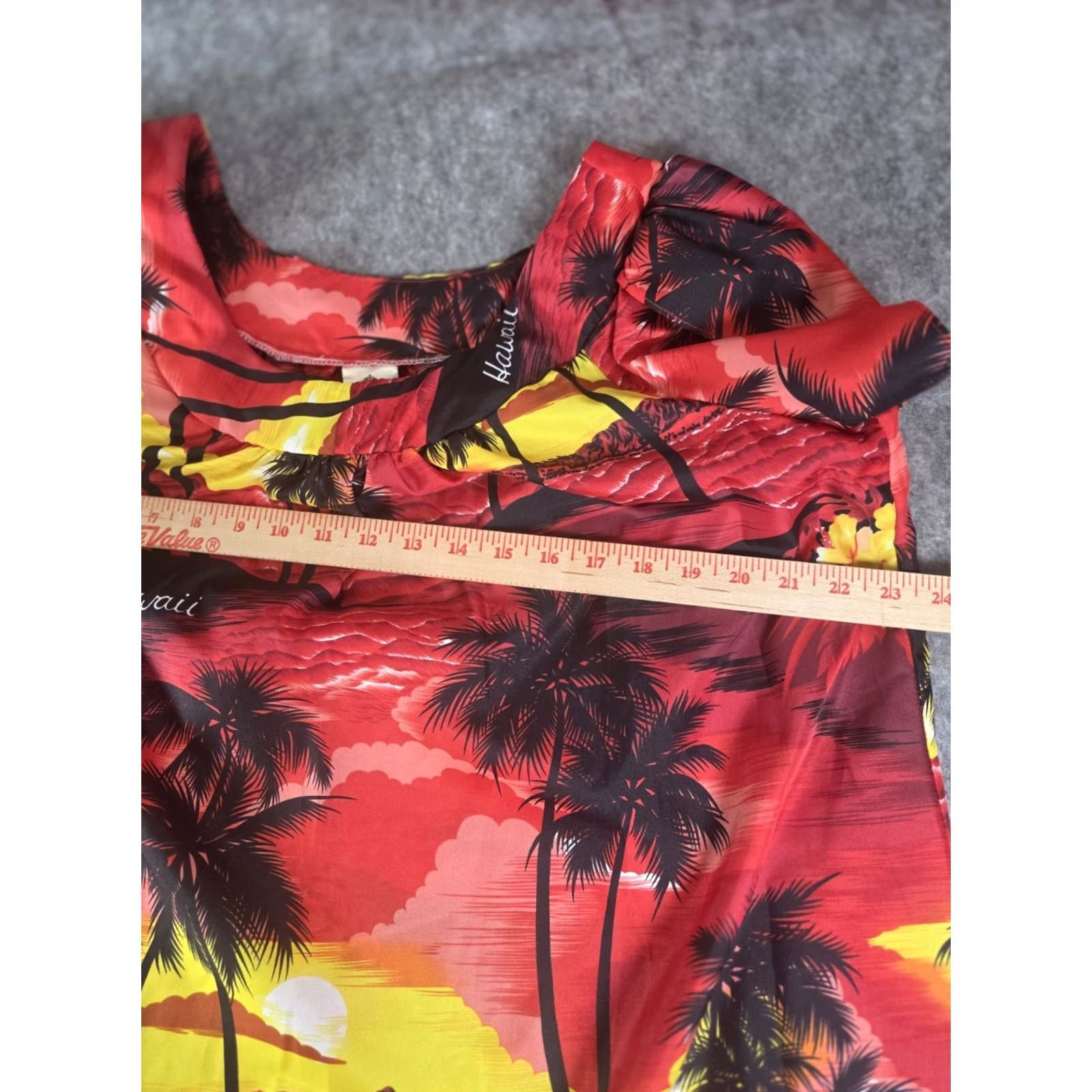 Vintage Vtg Royal Creations Hawaii Dress Sleeveless V-Neck Floral Red Short 42" Smocked Fit & Flare Womens Large Hawaii Aloha Cruisewear USA Size L / US 10 / IT 46 - 6 Thumbnail