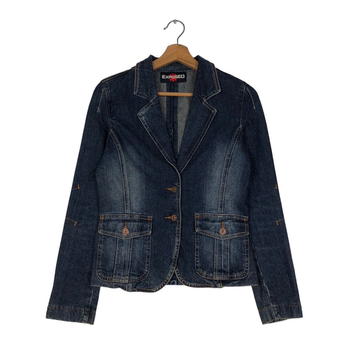 Hysteric Glamour 📌VINTAGE CROPPED BIKER JACKET DENIM EXPOSED JAPAN Size S / US 4 / IT 40 - 2 Thumbnail
