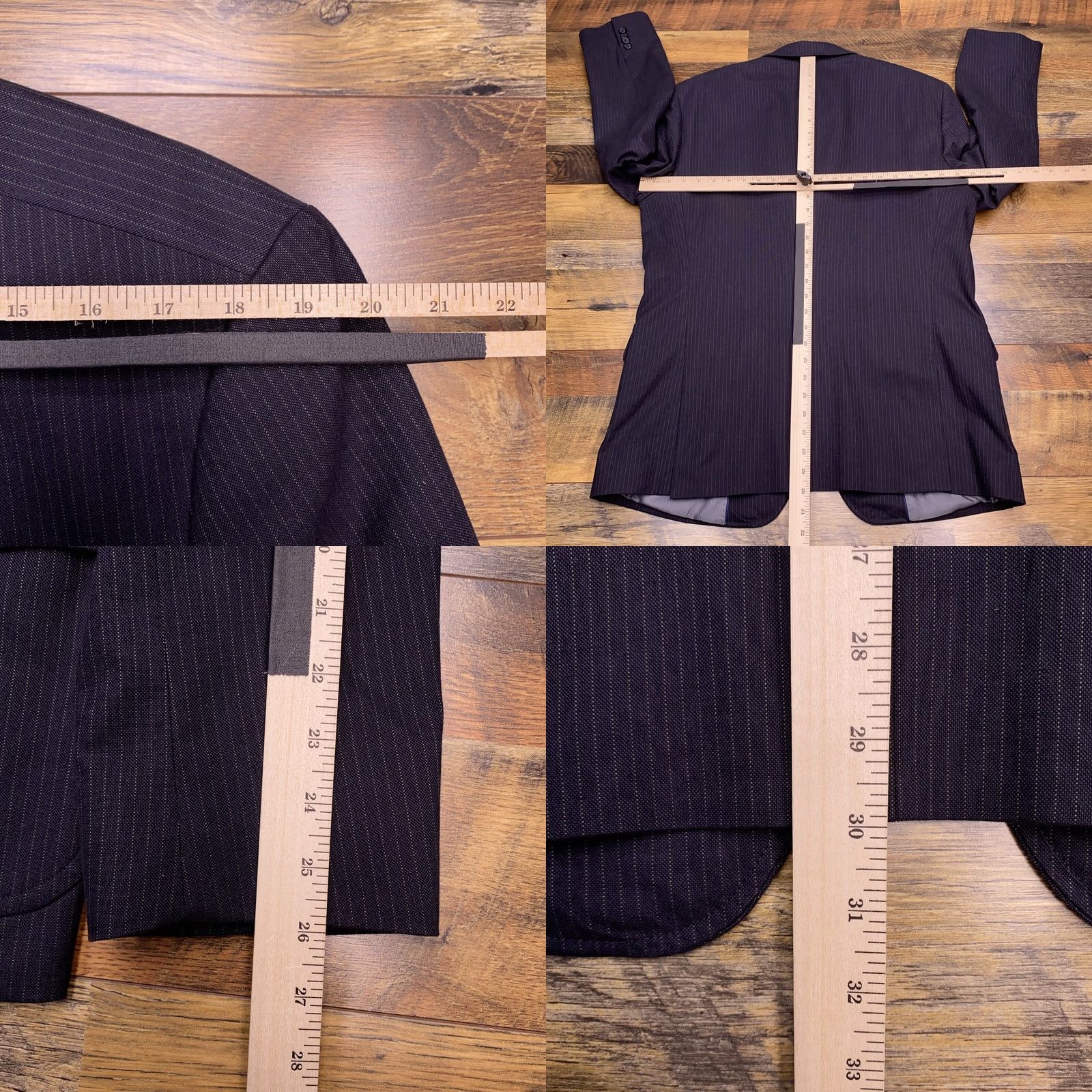Banana Republic Banana Republic Sport Coat Blazer 44R Striped Blue Notch Lapel Slim Single-Breasted Two-Button Regular Mens Size 44R - 9 Thumbnail