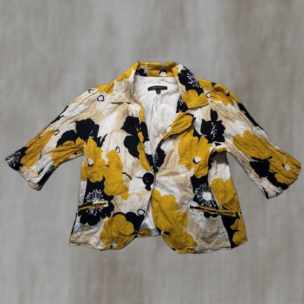 Vintage Karen Kane Floral Floral Yellow Long Sleeve Jacket Coat Adult Women's M Medium Shirt Size M / US 6-8 / IT 42-44 - 1 Thumbnail