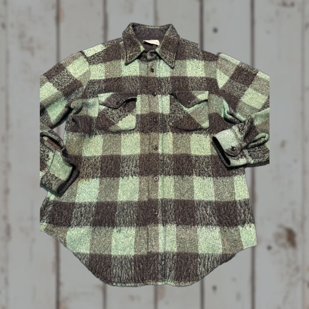 Fruit Of The Loom VINTAGE Fruit of the Loom Mens Green Flannel Long Sleeve Shirt Heavyweight L Size US L / EU 52-54 / 3 - 1 Thumbnail