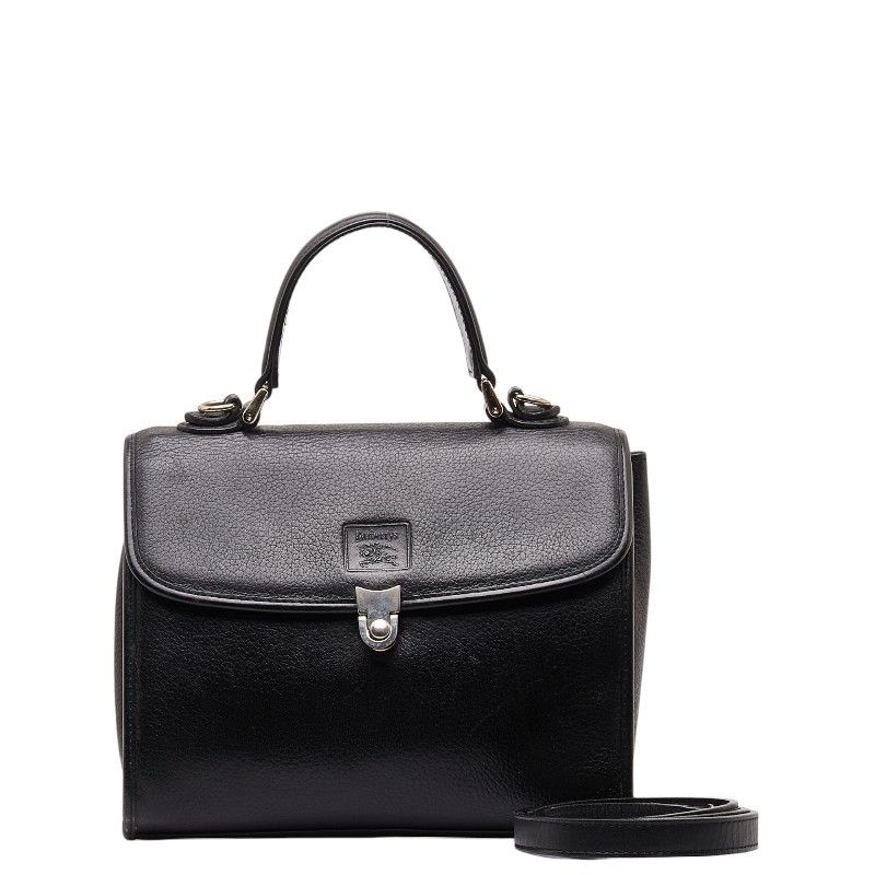 image of Burberry Leather Top Handle Handbag in Black, Women's