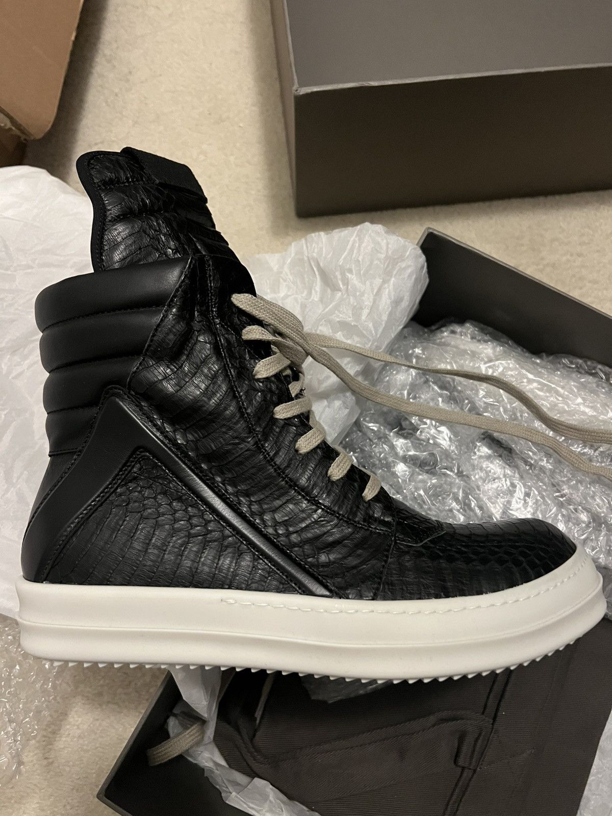 Rick Owens Super Rare Rick Owens Python Leather Geobasket Size 9 Size US 9 / EU 42 - 1 Thumbnail