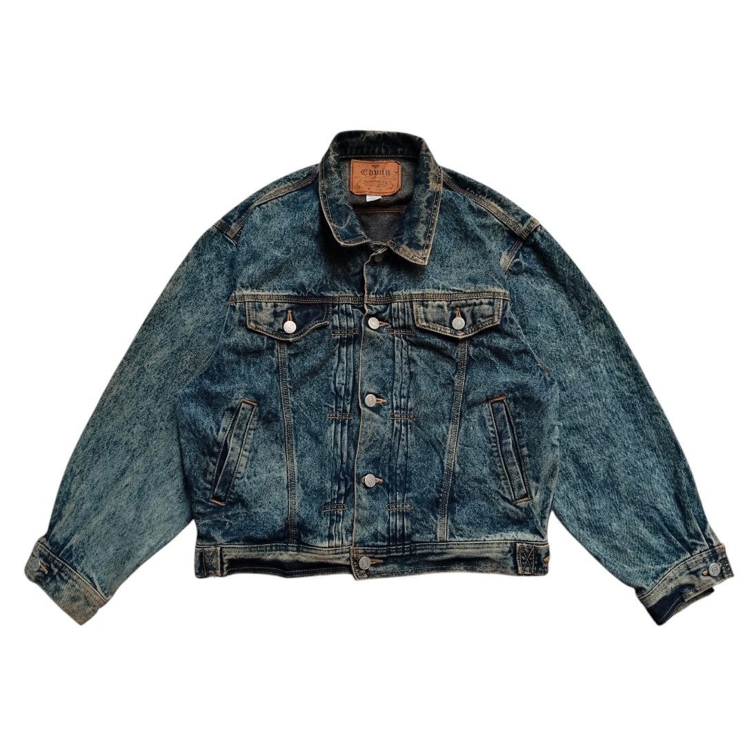 Edwin Edwin acid wash pleated denim jackets Size US M / EU 48-50 / 2 - 1 Thumbnail
