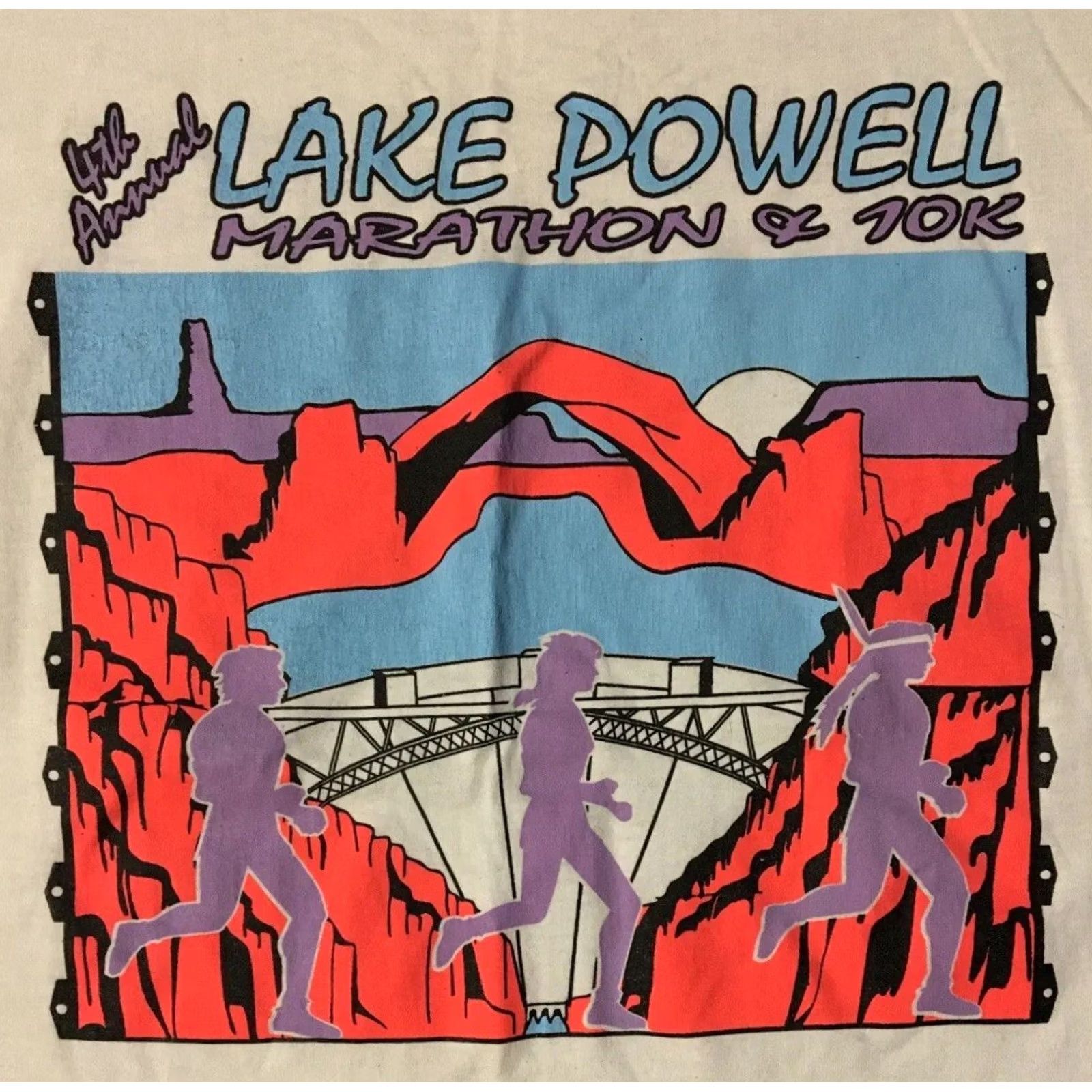 Vintage VINTAGE 90s Lake Powell Marathon Faded Shirt M Nature Art Surf Beach Grunge Track PE Single Stitch White Mens Graphic Tee"} Size US M / EU 48-50 / 2 - 3 Thumbnail