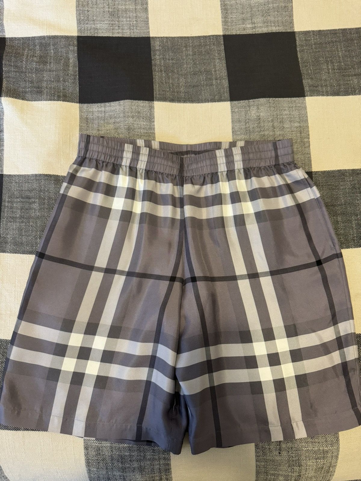 image of Burberry Silk Check Shorts - New! in Grey, Men's (Size 30)