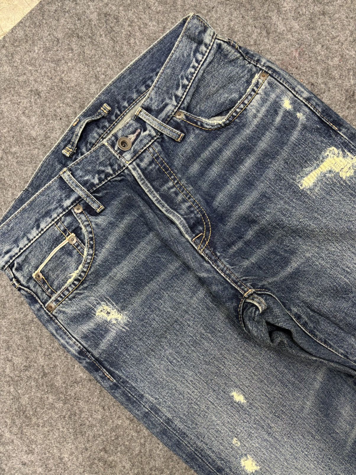 Japanese Brand 💥Insane💥GOA Japan Rare Sick Distressed Selvedge Denim F671 Size US 29 - 8 Thumbnail