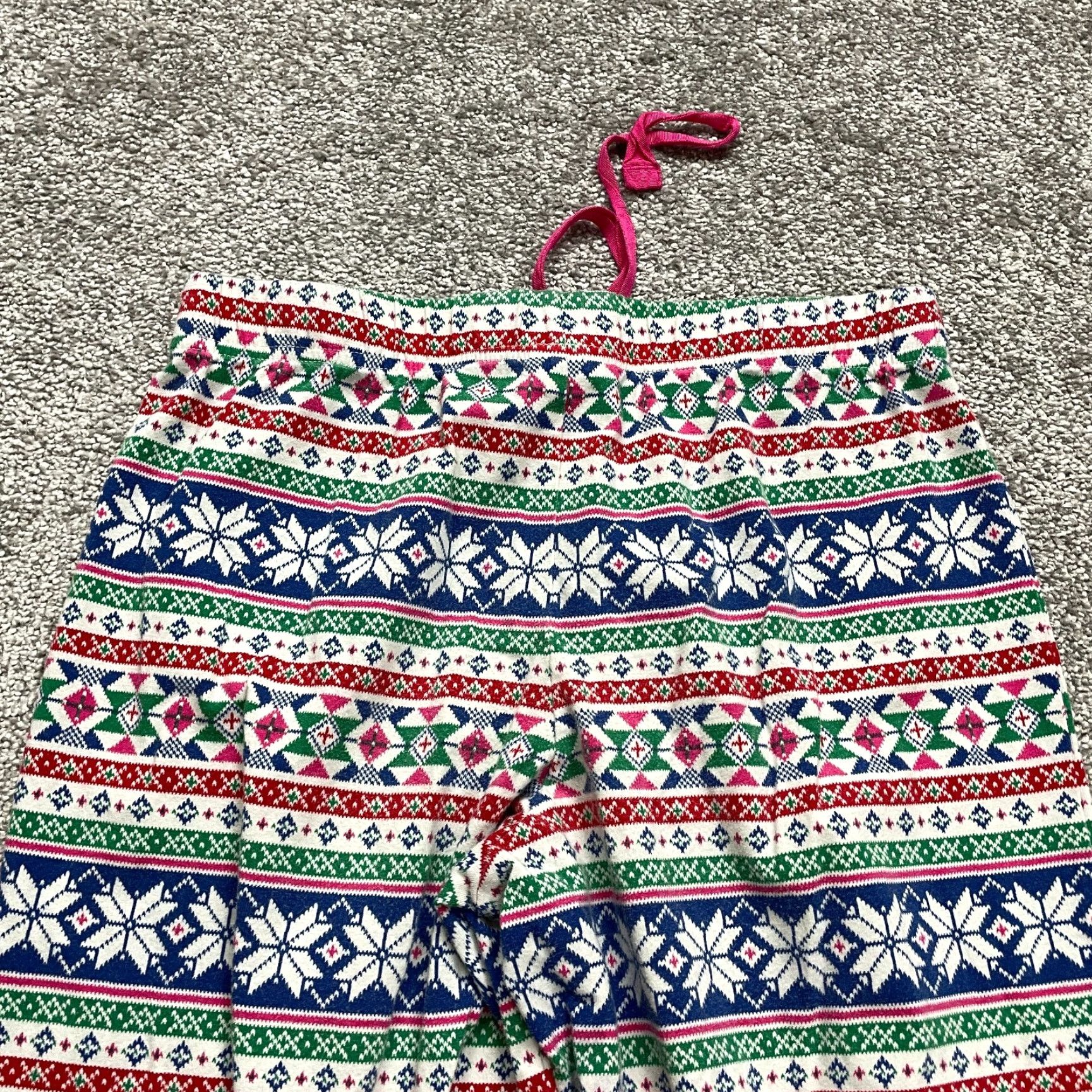 Lands' End Lands' End Pajama Pants Women XXS Multicolor Snow Flakes Holiday Knit Drawstring Elastic Womens Size 36" / US 14 / IT 50 - 3 Thumbnail