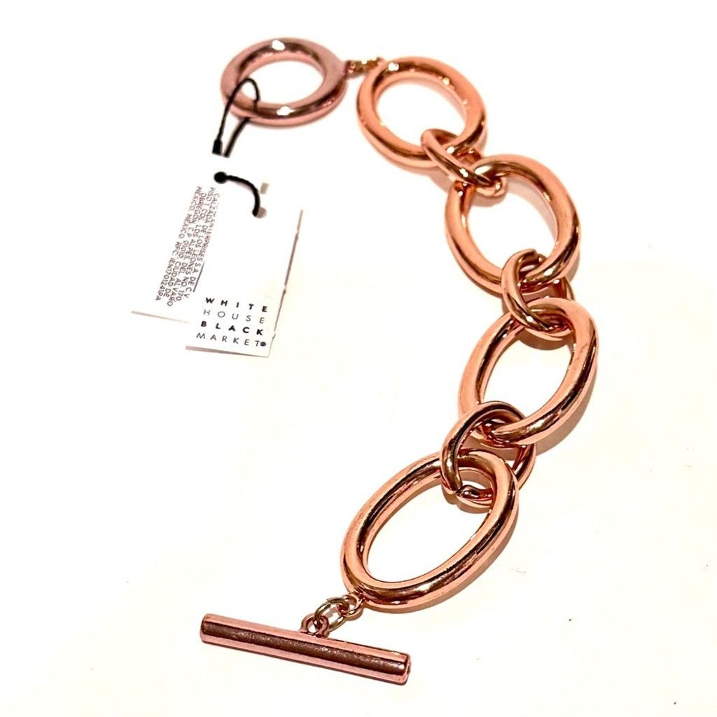 White House Black Market WHBM Rose Gold Oval Link Toggle Bracelet NWT Size ONE SIZE - 8 Thumbnail